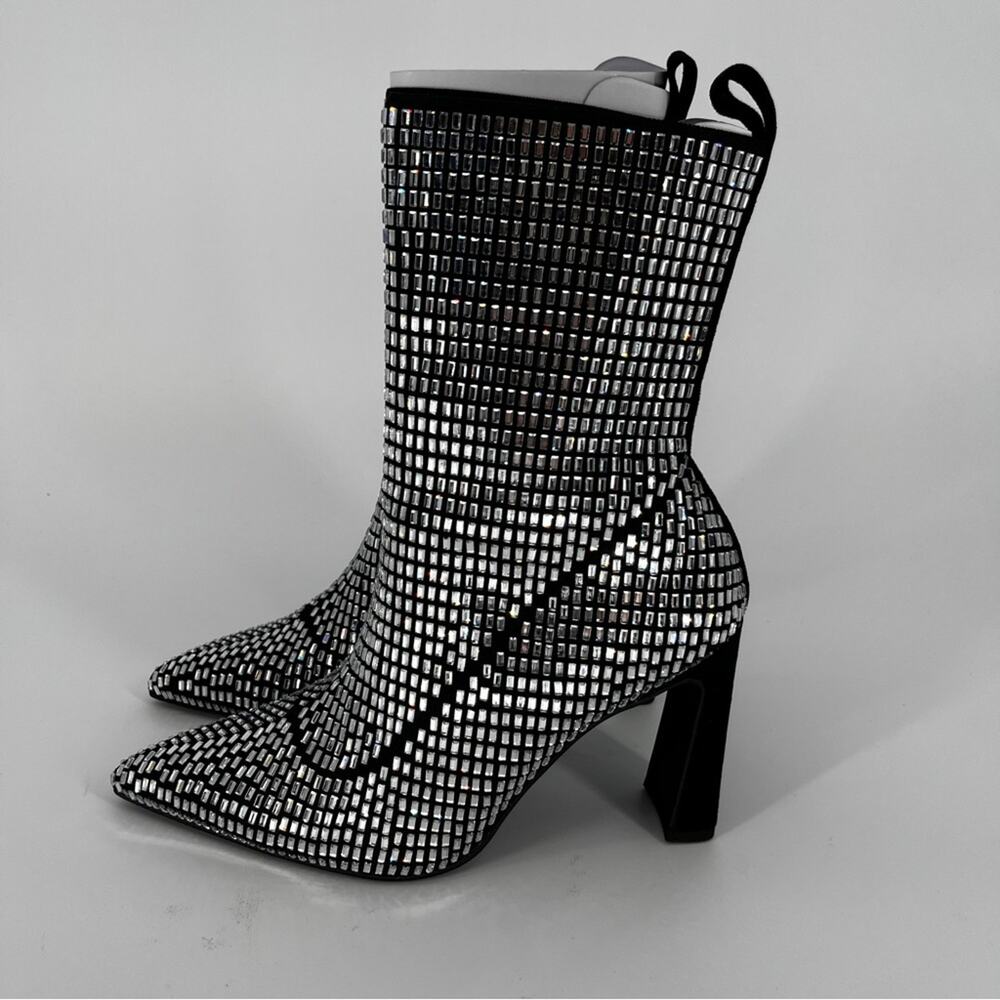 Wild Pair Neptunne Sock Dress booties silver bling - 6 - Picture 3 of 14